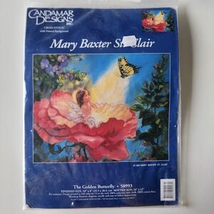 Candamar Designs Fairy Printed Cross Stitch Kit #50993 Golden Butterfly 1997 NEW